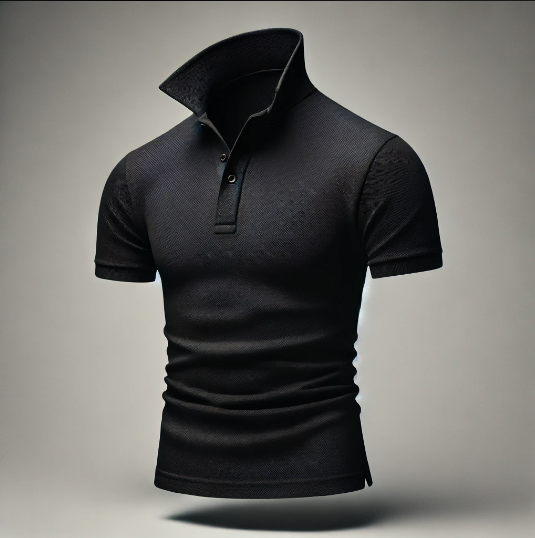 3D Design Polo Shirt Black